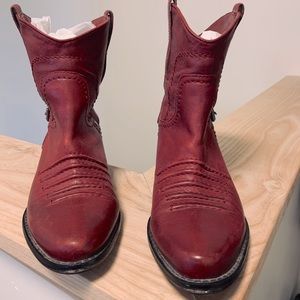 Franco Sarto Red Leather Western Ankle Boot